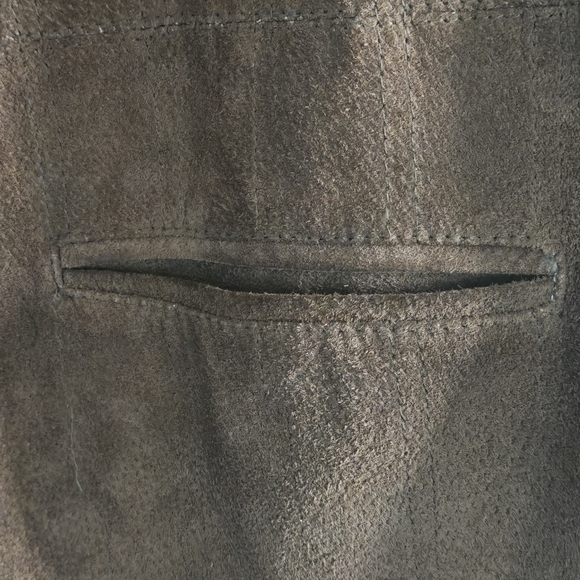 Vintage Chocolate Brown Suede And Sweater Sleeveless Women's Vest Size 44 - Picture 3 of 5